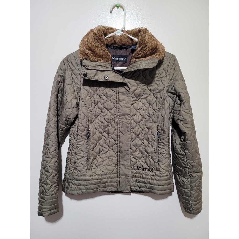 Marmot Quilted Puffer Jacket Womens Small Olive Green